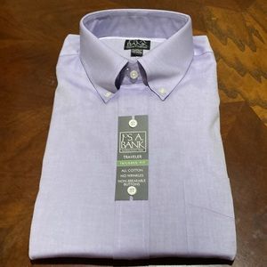 NWT Jos A Banks traveler tailored fit, all cotton, no wrinkle button down shirt